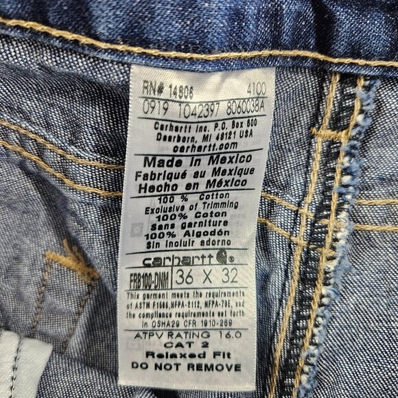 Carhartt FR Jeans Mens 36x32 Relaxed Fit Flame Resistant CAT 2 Workwear Pants - Picture 4 of 16